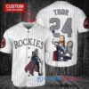 Colorado Rockies x Thor Marvel with Trophy Custom Baseball Jersey White