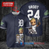 Detroit Tigers x Baby Groot Marvel Guardians Of The Galaxy with Trophy Custom Baseball Jersey Navy