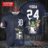 Detroit Tigers x Baby Yoda Star Wars The Mandalorian with Trophy Custom Baseball Jersey Navy