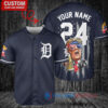 Detroit Tigers x Limited Edition with World Series Trophy Custom Baseball Jersey Navy