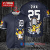 Detroit Tigers x Pikachu Pokemon with Trophy Custom Baseball Jersey Navy
