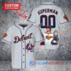 Detroit Tigers x Superman DC Comics with Trophy Custom Baseball Jersey Gray