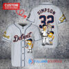 Detroit Tigers x The Simpsons Bart Simpson, Homer Simpson, Lisa Simpson with Trophy Custom Baseball Jersey Gray