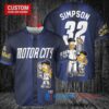 Detroit Tigers x The Simpsons Bart Simpson, Homer Simpson, Lisa Simpson with Trophy Custom Baseball Jersey Navy City Connect