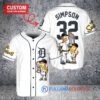 Detroit Tigers x The Simpsons Bart Simpson, Homer Simpson, Lisa Simpson with Trophy Custom Baseball Jersey White