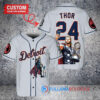 Detroit Tigers x Thor Marvel with Trophy Custom Baseball Jersey Gray