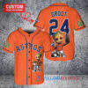 Houston Astros x Baby Groot Marvel Guardians Of The Galaxy with Trophy Custom Baseball Jersey Orange