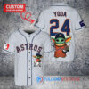 Houston Astros x Baby Yoda Star Wars The Mandalorian with Trophy Custom Baseball Jersey Gray