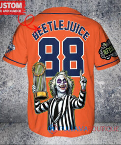 Houston Astros x Beetlejuice Halloween with World Series Trophy Custom Baseball Jersey Orange