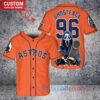 Houston Astros x Ghostface Scream Halloween Halloween with World Series Trophy Custom Baseball Jersey Orange