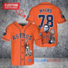 Houston Astros x Halloween Michael Myers with Trophy Custom Baseball Jersey Orange