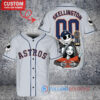 Houston Astros x Jack Skellington and Sally The Nightmare Before Christmas with World Series Trophy Custom Baseball Jersey Gray