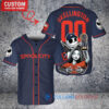 Houston Astros x Jack Skellington and Sally The Nightmare Before Christmas with World Series Trophy Custom Baseball Jersey Navy City Connect