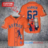 Houston Astros x Marvel Spiderman with Trophy Custom Baseball Jersey Orange