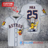 Houston Astros x Pikachu Pokemon with Trophy Custom Baseball Jersey Gray