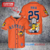 Houston Astros x Pikachu Pokemon with Trophy Custom Baseball Jersey Orange