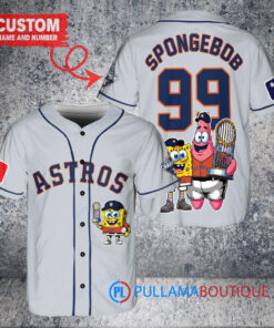 Houston Astros x SpongeBob SquarePants with Trophy Custom Baseball Jersey Gray