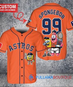 Houston Astros x SpongeBob SquarePants with Trophy Custom Baseball Jersey Orange