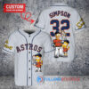 Houston Astros x The Simpsons Bart Simpson, Homer Simpson, Lisa Simpson with Trophy Custom Baseball Jersey Gray