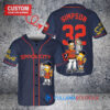Houston Astros x The Simpsons Bart Simpson, Homer Simpson, Lisa Simpson with Trophy Custom Baseball Jersey Navy City Connect