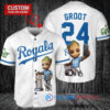 Kansas City Royals x Baby Groot Marvel Guardians Of The Galaxy with Trophy Custom Baseball Jersey White