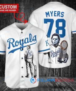 Kansas City Royals x Halloween Michael Myers with Trophy Custom Baseball Jersey White