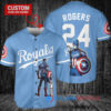Kansas City Royals x Marvel Captain America Steve Rogers with Trophy Custom Baseball Jersey Light Blue