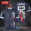 Kansas City Royals x Marvel Spiderman with Trophy Custom Baseball Jersey Navy