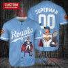 Kansas City Royals x Superman DC Comics with Trophy Custom Baseball Jersey Light Blue