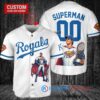 Kansas City Royals x Superman DC Comics with Trophy Custom Baseball Jersey White