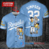 Kansas City Royals x The Simpsons Bart Simpson, Homer Simpson, Lisa Simpson with Trophy Custom Baseball Jersey Light Blue