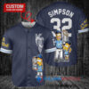 Kansas City Royals x The Simpsons Bart Simpson, Homer Simpson, Lisa Simpson with Trophy Custom Baseball Jersey Navy