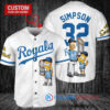 Kansas City Royals x The Simpsons Bart Simpson, Homer Simpson, Lisa Simpson with Trophy Custom Baseball Jersey White