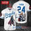 Kansas City Royals x Thor Marvel with Trophy Custom Baseball Jersey White