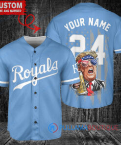 KC Royals Limited Edition World Series Trophy Baseball Jersey - Light Blue