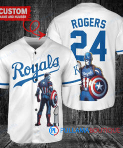 KC Royals x Marvel Captain America Steve Rogers Baseball Jersey - White