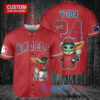 Los Angeles Angels x Baby Yoda Star Wars The Mandalorian with Trophy Custom Baseball Jersey Red