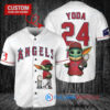 Los Angeles Angels x Baby Yoda Star Wars The Mandalorian with Trophy Custom Baseball Jersey White