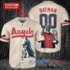 Los Angeles Angels x DC Comics Batman The Dark Knight with Trophy Custom Baseball Jersey Cream