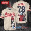 Los Angeles Angels x Halloween Michael Myers with Trophy Custom Baseball Jersey Cream