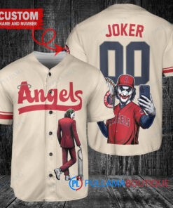 Los Angeles Angels x Joker DC Comics with Trophy Custom Baseball Jersey Cream
