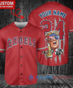 Los Angeles Angels x Limited Edition with World Series Trophy Custom Baseball Jersey Red