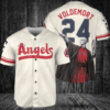 Los Angeles Angels x Lord Voldemort Harry Potter with Trophy Custom Baseball Jersey Cream