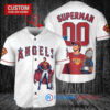Los Angeles Angels x Superman DC Comics with Trophy Custom Baseball Jersey White
