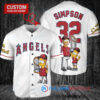 Los Angeles Angels x The Simpsons Bart Simpson, Homer Simpson, Lisa Simpson with Trophy Custom Baseball Jersey White