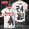 Los Angeles Angels x Thor Marvel with Trophy Custom Baseball Jersey Cream