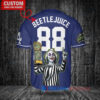 Los Angeles Dodgers x Beetlejuice Halloween with World Series Trophy Custom Baseball Jersey Navy