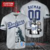 Los Angeles Dodgers x DC Comics Batman The Dark Knight with Trophy Custom Baseball Jersey Gray