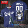 Los Angeles Dodgers x DC Comics Batman The Dark Knight with Trophy Custom Baseball Jersey Navy