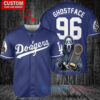 Los Angeles Dodgers x Ghostface Scream Halloween Halloween with World Series Trophy Custom Baseball Jersey Navy